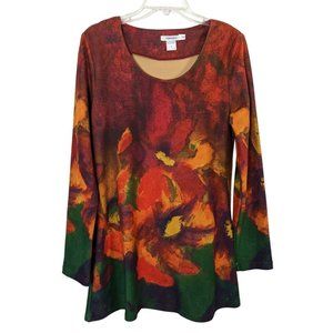 Feratelli Art Abstract Floral print‎ long sleeve tunic top Size S